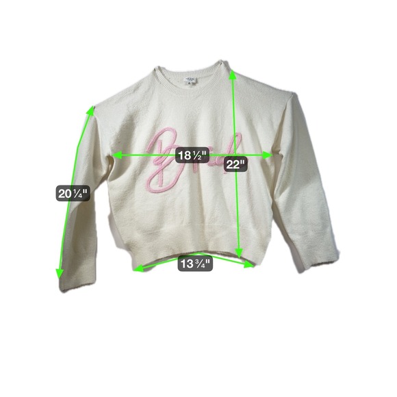 Le Lis Collection Bride Sweater Pink Script Crew Neck Pullover Womens Medium‎ - Picture 7 of 7